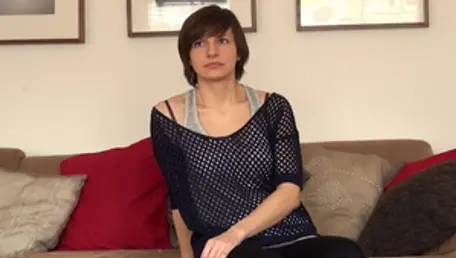 Threesome alongside russian brunette