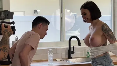 MyPervyFamily BTS: Moaning Brunette Seeks Relief