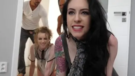 Anna De Ville with Angel Emily double penetration at the party